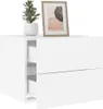 A white bedside table with two drawers, a potted plant, and a framed picture. Náhled obrázku produktu