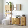 A bathroom with wooden storage units and a toilet. Náhled obrázku produktu