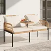 COSTWAY Gartenbank mit Tisch, Polyrattan Bank mit Kissen, Produktbild-Vorschau 2