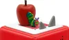 A close-up of a toy caterpillar and apple on a red base. Produktbild-Vorschau
