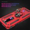 A red phone case with a rotating ring holder is shown from a diagonal angle. Produktbild-Vorschau