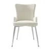A single beige upholstered chair with silver metal legs, presented against a white background. Produktbild-Vorschau