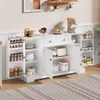 A white sideboard cabinet with various kitchen items and storage compartments. Náhľad obrázku produktu
