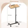 A diagram showing the dimensions of a rolling bedside table. Podgląd zdjęcia produktu