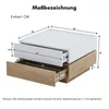 A diagram showing the dimensions of a couch table with two drawers. Produktbild-Vorschau