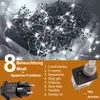 A string of white LED lights intertwined with dried flowers, with product details and accessories shown below. Náhled obrázku produktu