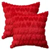 2 rote Plüsch-Herz-Kissenbezüge 40x40 cm Jacquard Produktbild-Vorschau
