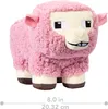 A pink Minecraft sheep plush toy is shown from the front on a white background. Measurement indicators are visible at the bottom. Produktbild-Vorschau