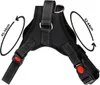 A black dog harness with measurement indicators. Podgląd zdjęcia produktu