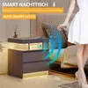 LVSOMT Moderner grauer LED Nachttisch mit integrierter Produktbild-Vorschau 11