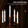Several white LED flameless candles are displayed in a golden candelabra against a dark, blurred background. Podgląd zdjęcia produktu