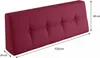 A red tufted headboard with dimensions indicated. Produktbild-Vorschau