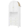 A white arched cabinet with two upper doors and three lower drawers. Náhľad obrázku produktu
