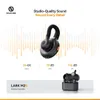 A marketing image for Hollyland Lark M2S wireless lavalier microphone, showcasing its design and technical specifications. Anteprima dell’immagine prodotto