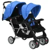 vidaXL Tandem-Kinderwagen Stahl Blau und Schwarz Produktbild-Vorschau 1