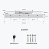 A diagram showing the dimensions of a washbasin, followed by images of accessories. Produktbild-Vorschau