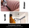 Collage showing a cordless vacuum cleaner being used on a sofa and on a ceiling, with accessories shown separately. Anteprima dell’immagine prodotto