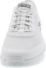 A close-up, front-facing view of a white Skechers Go Walk sneaker. Voir les images du produit