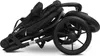 A folded black sport stroller is shown against a white background. Voir les images du produit