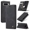 A collage of images showing a black leather phone case for a Google Pixel 8 Pro from different angles, including one showing the phone inside with cards and cash. Produktbild-Vorschau