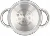 The bottom of a stainless steel pot with brand markings and compatibility icons. Náhled obrázku produktu