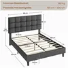 Diagram of a bed frame with dimensions and specifications. Produktbild-Vorschau