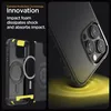A split image showing a phone case with yellow accents and a close-up of a phone with a case on it, demonstrating impact absorption. Náhľad obrázku produktu