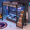 Merax Etagenbett Hochbett 90x200 cm mit Kleiderschrank und Produktbild-Vorschau 3