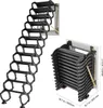A collapsible attic ladder is shown in both extended and folded states, with dimensions indicated. Anteprima dell’immagine prodotto