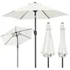 Multiple views of a white patio umbrella, including open and closed states, against a white background. Produktbild-Vorschau