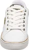 A close-up front view of a white Guess sneaker with gold accents. Produktbild-Vorschau