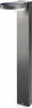 A modern, sleek outdoor solar lamp with a circular light fixture on a tall, rectangular stand. Produktbild-Vorschau