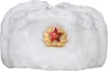 A white fur hat with a red star and gold emblem. Náhled obrázku produktu