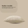 A pillowcase is shown lying flat against a plain background, with marketing text in the upper left corner. Produktbild-Vorschau
