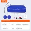 A diagram showing a blue water storage bladder with dimensions and specifications. Voir les images du produit