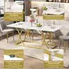 A modern dining table with gold legs in a kitchen setting, with close-up insets highlighting features. Anteprima dell’immagine prodotto