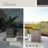 A split image showing outdoor furniture in different settings, highlighting weather resistance and material features. Náhled obrázku produktu