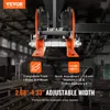 A close-up view of an adjustable trolley on a steel beam, with overlaid text and icons highlighting product features. Anteprima dell’immagine prodotto