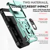 Exploded view of a phone case with callouts for features. Produktbild-Vorschau
