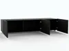 A black TV cabinet with its doors open, shown against a white background. Produktbild-Vorschau