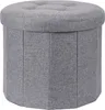 A gray fabric storage ottoman is shown against a white background. Náhled obrázku produktu