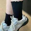 10 Paar Rüschen Socken Damen Weiße/Schwarz Baumwolle Socken Produktbild-Vorschau 3