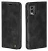 A black flip case for a smartphone is shown from two angles. Produktbild-Vorschau