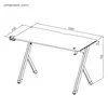 A line drawing of a black gaming desk with dimensions indicated. Anteprima dell’immagine prodotto
