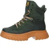 A side view of a green hiking boot with a brown sole. Produktbild-Vorschau