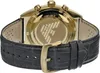 The back of a gold Emporio Armani watch with a black leather strap. Produktbild-Vorschau