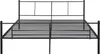 A black metal bed frame with a slatted base, shown from the front against a white background. Voir les images du produit