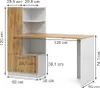 A diagram showing the dimensions of a desk with shelving. Anteprima dell’immagine prodotto