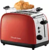 A red Russell Hobbs toaster with a bun warmer rack on top, holding two croissants. Náhľad obrázku produktu