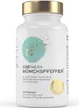 A white bottle of dietary supplements with a gold cap and a teal and gold circular graphic on the label. Produktbild-Vorschau